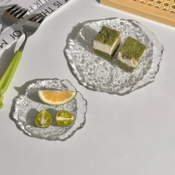 Japanese Crystal Glass Plates, High Aesthetic Tableware and Plates, Sushi Dishes, Rectangular Plates, Dessert Fruit Plates - Image 3