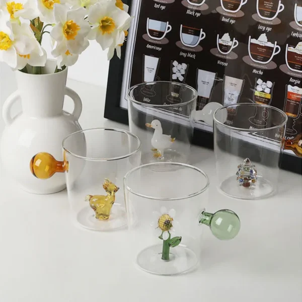 Cute 3D Animal Farm Glass Cups Italy Design Glassware Drink Whiskey Glasses Coffee Mug Kids Borosilicate Milk Water Tea Cup