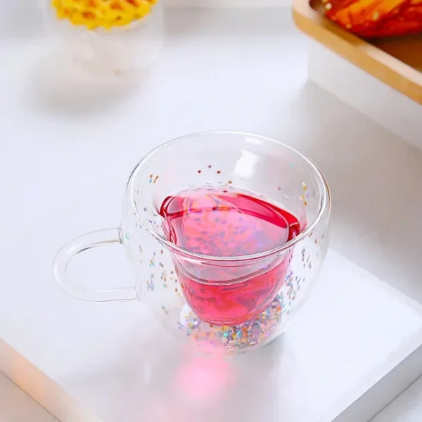 240ML Heart Shaped Glass Cup Double Wall Glass Coffee Mug Heat-Resisting Glasses Cup Milk Coffee Drinking Shot Glasses Drinkware - Image 3