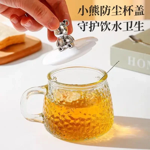 Ins style high appearance cute mug cartoon bear glass cup glass handle milk breakfast cup - Image 3