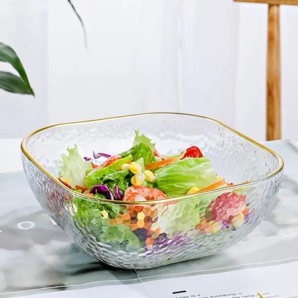 Phnom Penh Square Glass Bowl Tableware Household Fruit Bowl Dessert Salad Bowl Japanese Noodle Bowl Tableware Soup Bowl - Image 2