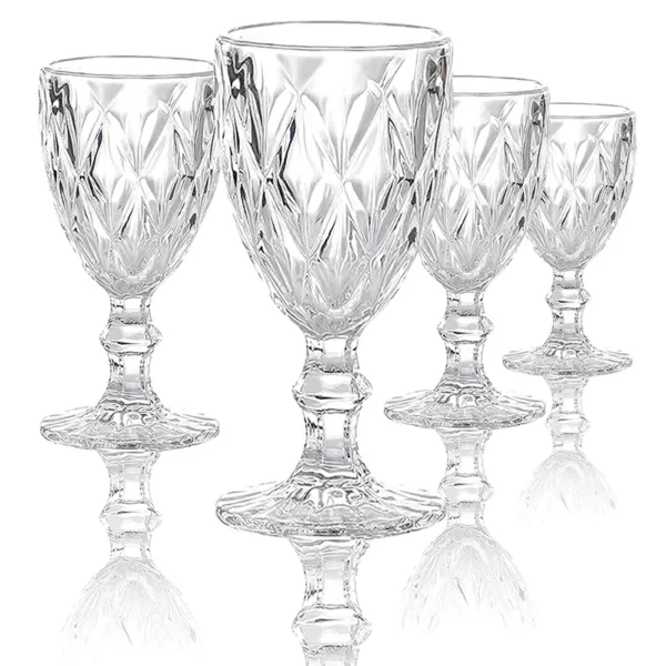 Plastic Wine Glass Cups Vintage Wine Cup 330ml Embossment Juice Drinking Cups Champagne Goblets Cups