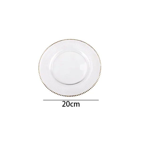 Golden Stroke Glass Plate Transparent Stripe Embossed Decorative Home Fruit Salad Plates Western Restaurant Table Top Steak Dish - Image 5