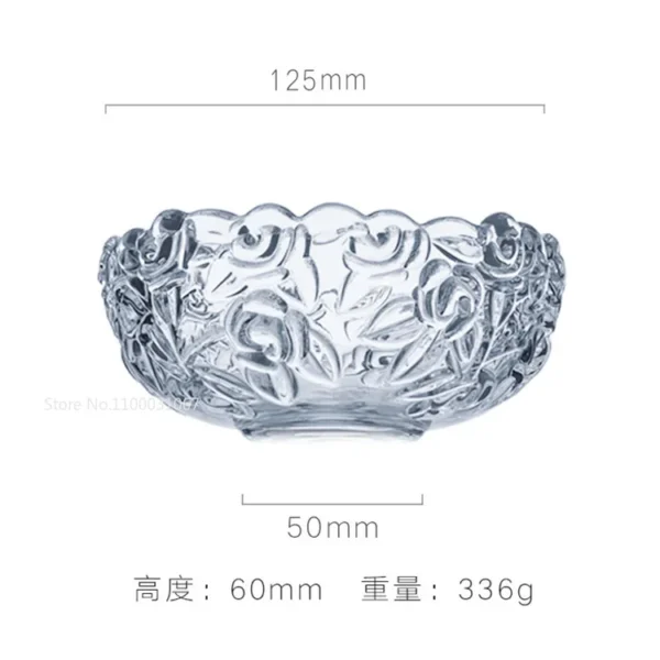 Vintage Engraving Transparent Glass Salad Bowl Golden Edge Dessert Fruit Oatmeal Bowl Kitchen Soup Noodle Bowl Relief Craft - Image 5