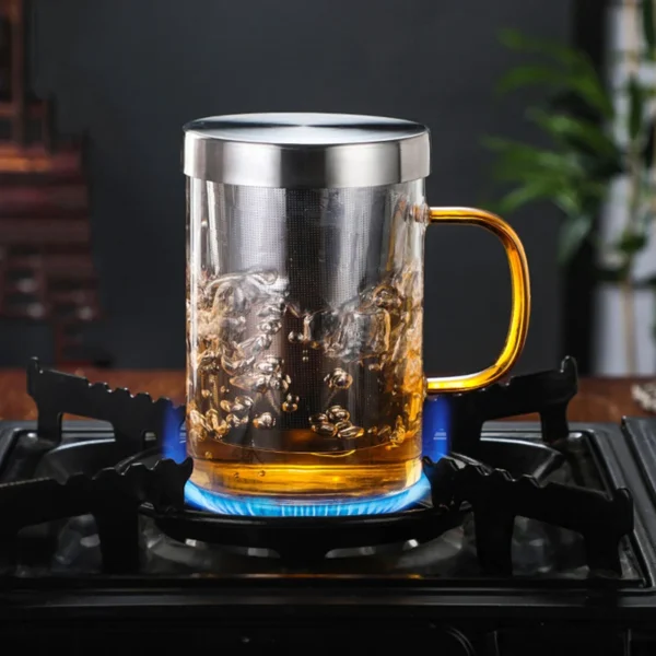 500ml Glass Cup Tea Mug Borosilicate Glass Tea Cup with Infuser and Lid Drinkware Home Office Mug for Tea Brewing Water Glass - Image 4