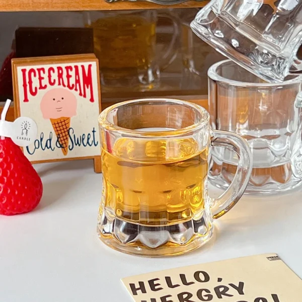 1PC 2oz Beer Cup Small Handle Plastic Whisky Mini For Party Mug Glass Barware Kitchen Dining Bar Home Garden Decoration