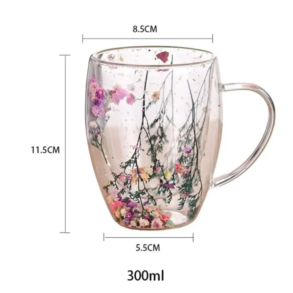 Floral Dry Flowers Cup Simple Heat Resistant Double Wall Glass Cup INS Trends High Borosilicate Glass Tea Coffee Cups - Image 6