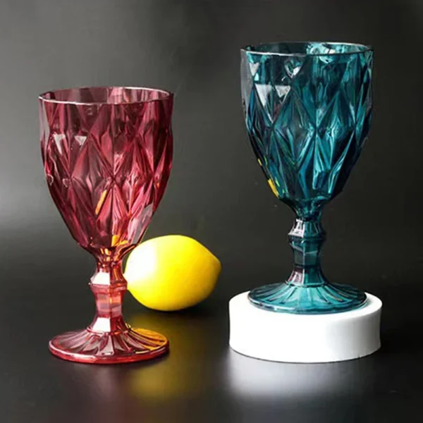 Plastic Wine Glass Cups Vintage Wine Cup 330ml Embossment Juice Drinking Cups Champagne Goblets Cups - Image 4