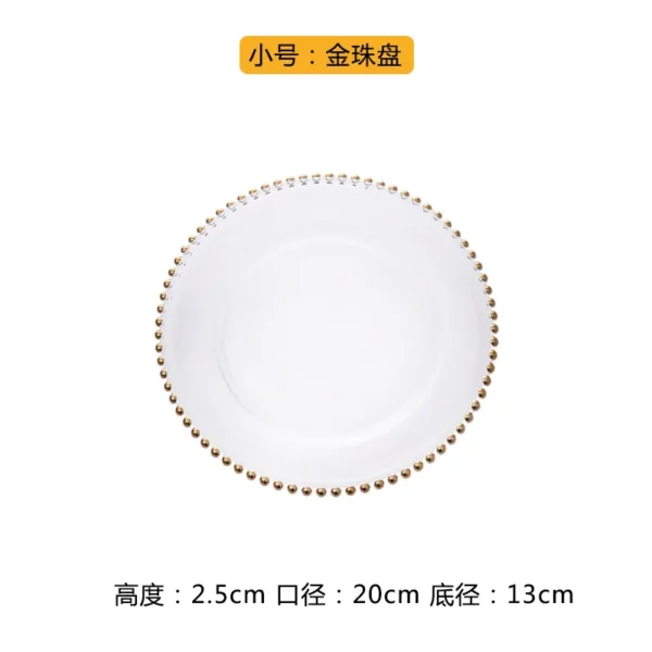 New Nordic Golden Bead Glass Plate Creative Household Round Electroplated Bead Plate Fruit Plate Household Transparent Tableware - Image 6