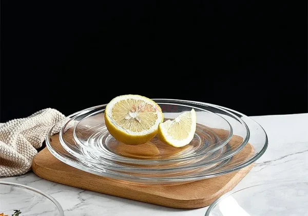 7 inches Tempered glass plates for microwave ovens, heat-resistant fruit plates, transparent salad plates