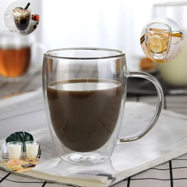 4 Size Double Wall Insulated Glass Coffee Glass Mug Tea Cup with Handle Cups for Bar Tea Milk Juice Water Espresso Shot Glass - Image 2