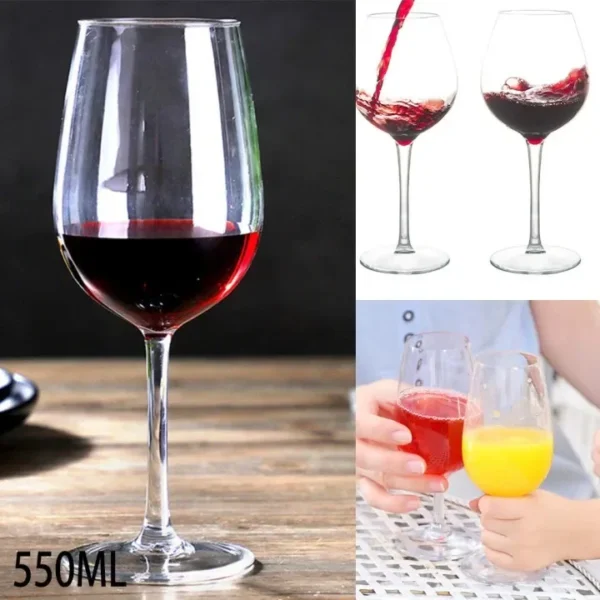 Plastic Wine Glass Cups Transparent Unbreakable Silicone Plastic Wine Glass Cup 320ML/550ML/580ML Bar Home Goblet Cupware - Image 2