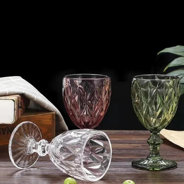 Plastic Wine Glass Cups Vintage Wine Cup 330ml Embossment Juice Drinking Cups Champagne Goblets Cups - Image 2