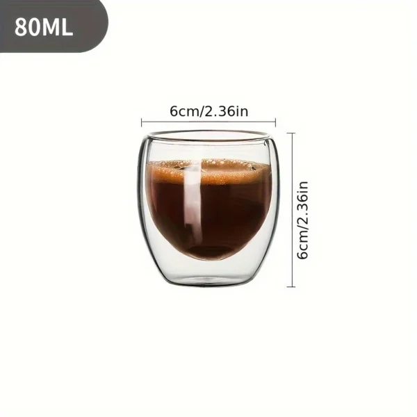 6pcs Double Wall Glass Cup 80ml Cute Mugs Coffee Cups Drinking Glasses for Drinks Personalized Mug Beer Tea Cup Set - Image 6