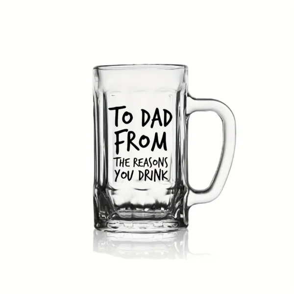 Dad's Favorite Glass Beer Mug - Reusable, Thick-Bottomed for Draft Beer, Juice & Milk - Perfect Father's Day Gift, - Image 3