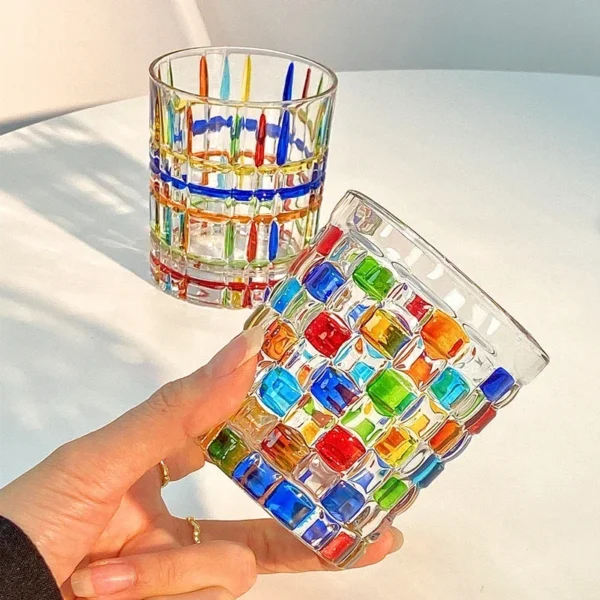 New Whiskey Water Cup Glasses Set, Colorful Painting Scotch Whisky Bourbon Cocktail, Durable Drinking Glass, Drinkware - Image 4