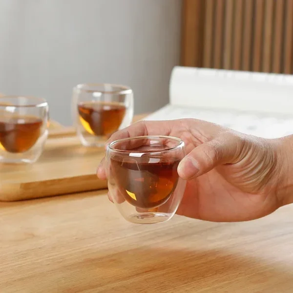 80ML/150ML 2-18PCS Double Wall Glass Kung Fu Tea Cup Transparent Coffee Milk Water Mug High Borosilicate Glass Drinkware Tea Set - Image 3