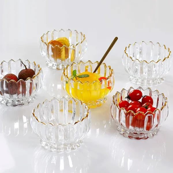 European Style Glass Bowl Delicate Flower Type Fruit Plate Dessert Salad Bowl Table Candy Dried Fruit Snack Tray Ice Cream Cup - Image 4