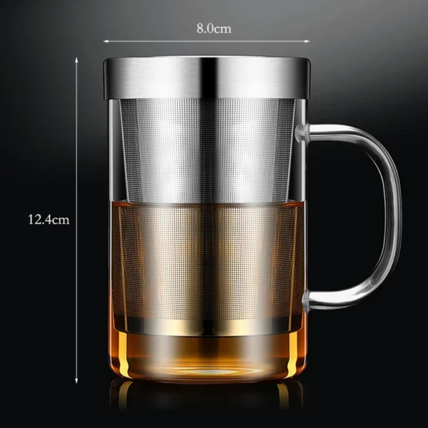 500ml Glass Cup Tea Mug Borosilicate Glass Tea Cup with Infuser and Lid Drinkware Home Office Mug for Tea Brewing Water Glass - Image 6