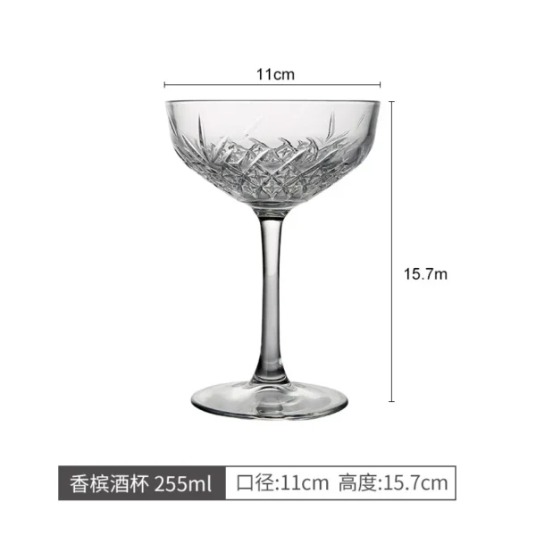 European-style carved wide-mouth champagne glass Martini home dessert wine cocktail - Image 5