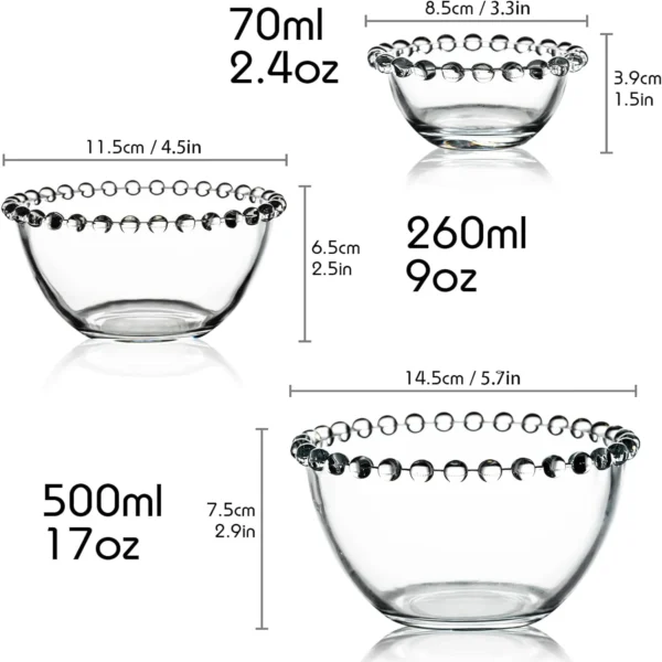 Glass Bowlsor Kitchen Dessert Bowls for Candy,Ice Cream,Snack,Salad,Side Dishes.Serving Bowls,Nesting bowls for Dipping,Prep - Image 2