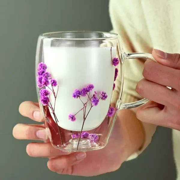 Double Layer Glass Cup Creative Flower Pattern Coffee Mug High Borosilicate Insulated Cup Kitchen Accessories Home Drinkware - Image 5