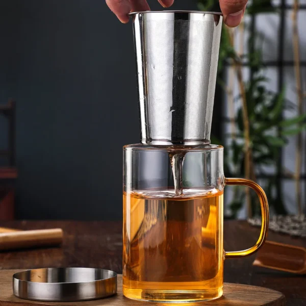 500ml Glass Cup Tea Mug Borosilicate Glass Tea Cup with Infuser and Lid Drinkware Home Office Mug for Tea Brewing Water Glass - Image 3