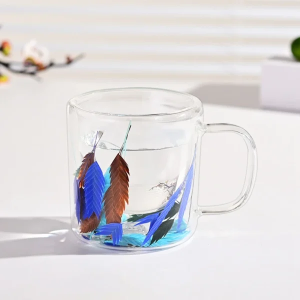 200ml Double-layer Glass Cup Clear Heat-resistant Flower Tea Mug Transparent Drink Cup with Handle Birthday Christmas Gifts - Image 5