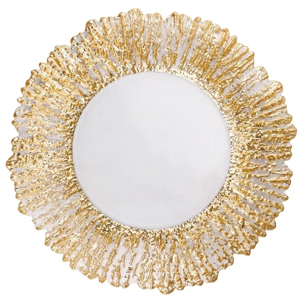 13inch Retro Gold Rim Charger Plate Glass Decorative Service Plate Silver Dinner Dishes Bridal Shower Decor Table Place Setting - Image 5