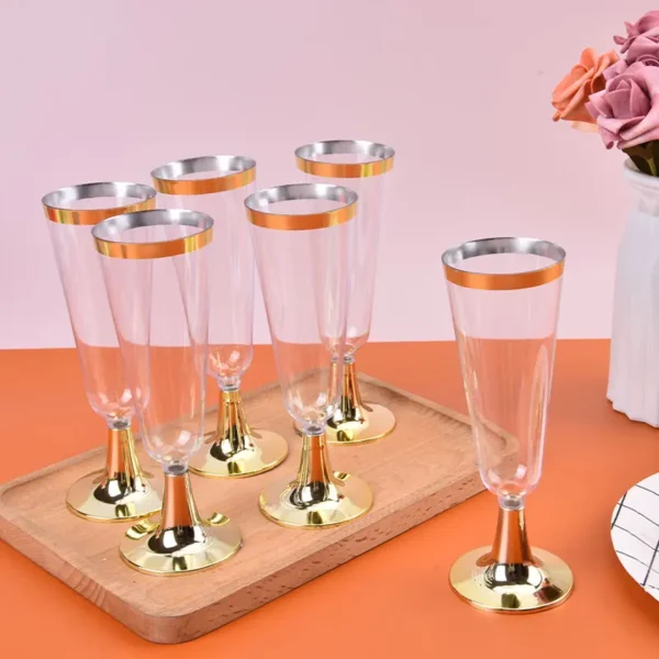 6Pcs/Set 150ml Disposable Red Wine Glass Plastic Goblet Wedding Party Supplies - Image 4