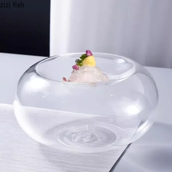 Creative Transparent Double Sided Glass Bowl Restaurant Dessert Bowl Snack Bowl Fruit Bowls Dim Sum Bowls Specialty Tableware