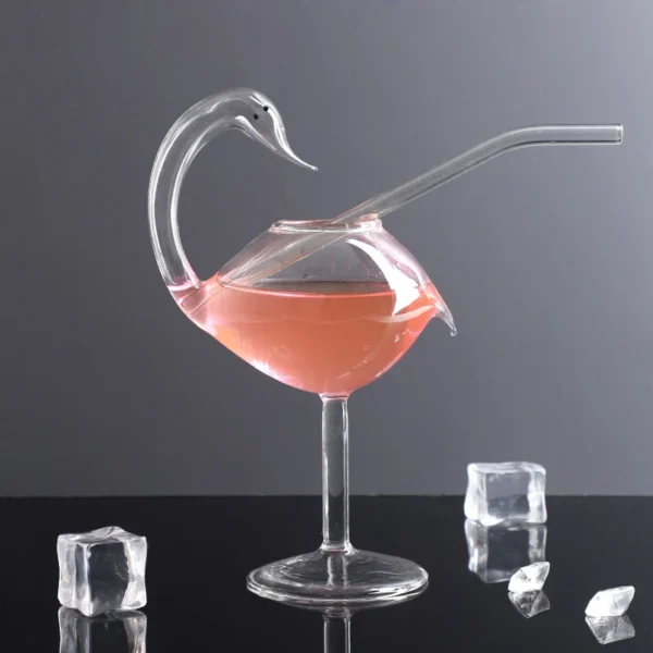 2023 New Cute Creative Swan Bird Cocktail Glass Transparent Goblet Glass With Straw Wine Juice Cup For Party Bar Nightclub - Image 4