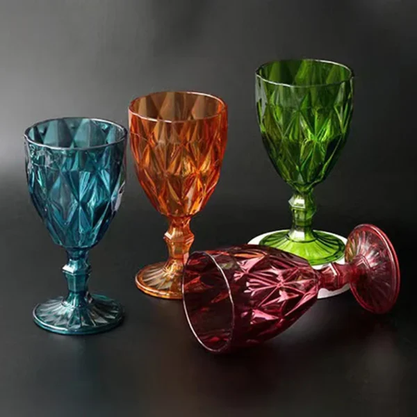 Plastic Wine Glass Cups Vintage Wine Cup 330ml Embossment Juice Drinking Cups Champagne Goblets Cups - Image 3