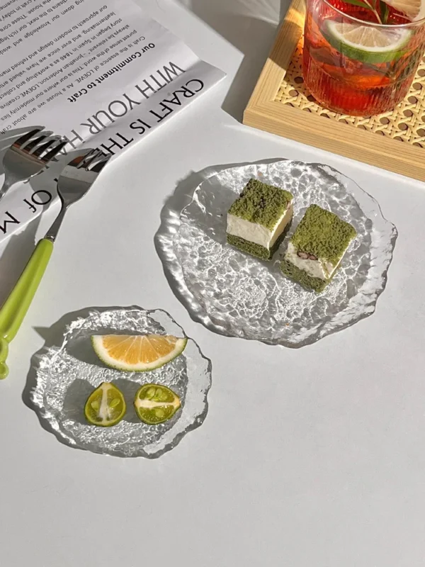 Plates Irregular Glacier Glass Fruit Dish Cake Dessert Snacks Home Accessories Glass Transparent Practical Simple Personality