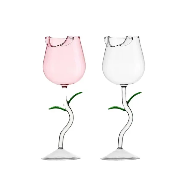 Rose-Shaped Red Wine Glasses Rose Shape Wine Glass With Colored Rose Leaves 150/400ml Rose Shaped Red Wine Goblet Cocktail Cup - Image 6