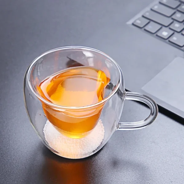 240ML Heart Shaped Glass Cup Double Wall Glass Coffee Mug Heat-Resisting Glasses Cup Milk Coffee Drinking Shot Glasses Drinkware - Image 2