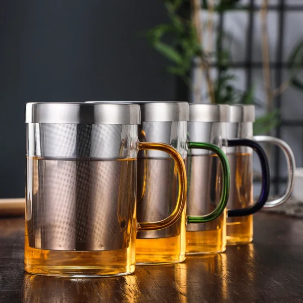 500ml Glass Cup Tea Mug Borosilicate Glass Tea Cup with Infuser and Lid Drinkware Home Office Mug for Tea Brewing Water Glass - Image 5