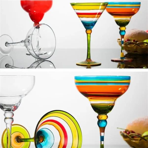 270ml Creative Margarita Wine Glasses Handmade Colorful Cocktail Glass Goblet Cup -free Home Bar Wedding Party Drinkware - Image 5