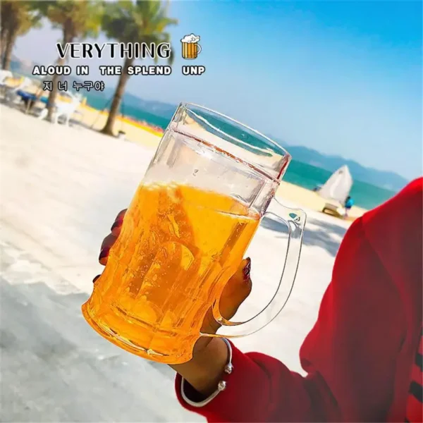 450ml Creative Cool Double Mezzanine Summer Fake Beer Glass Thickened Cup With Handgrip Transparent Beer Mugs Teasing Supplies - Image 4