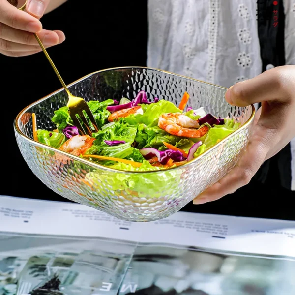 Phnom Penh Square Glass Bowl Tableware Household Fruit Bowl Dessert Salad Bowl Japanese Noodle Bowl Tableware Soup Bowl - Image 5