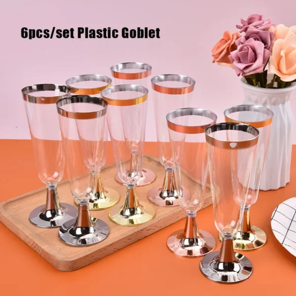 6Pcs/Set 150ml Disposable Red Wine Glass Plastic Goblet Wedding Party Supplies