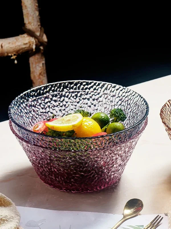 1300ml Nordic Clear Glass Salad Bowl Household Single Fruit Large Bowl Creative Cute Cutlery - Image 4