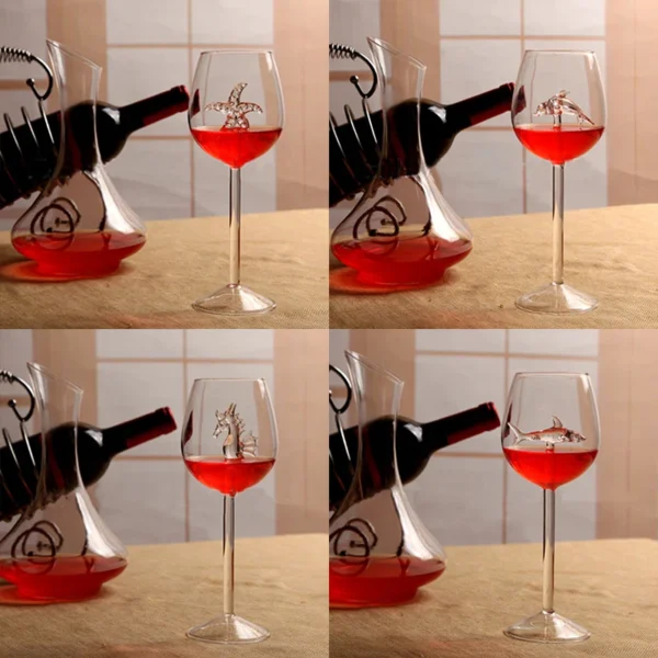 Rose Flower Shape Wine Glass Dolphins Red Wine Goblet Party Mug Cocktail Glasses - Image 2