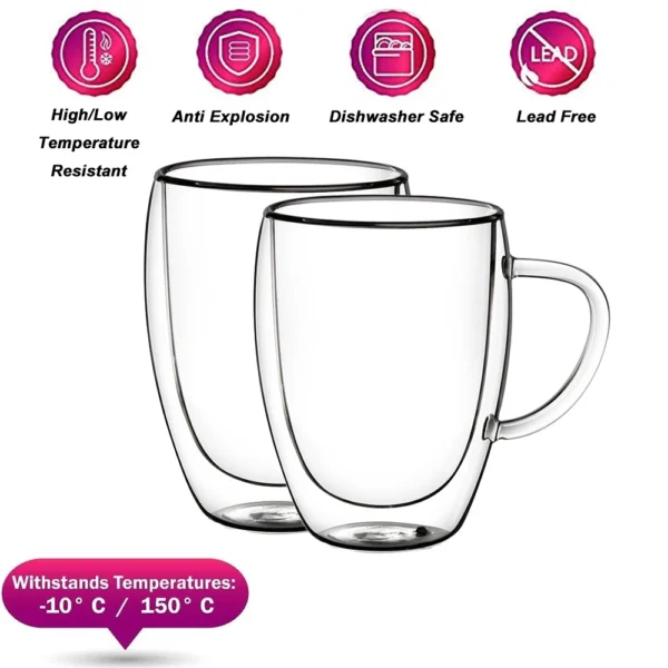 4 Size Double Wall Insulated Glass Coffee Glass Mug Tea Cup with Handle Cups for Bar Tea Milk Juice Water Espresso Shot Glass - Image 5