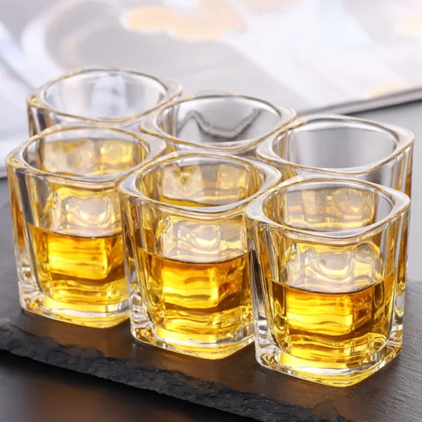 6pcs Set Shot Glass Crystal Glass Drinkware Spirits Cup Transparent Cups Stemware Flat Bottom Small Capacity Wine Glass Drinks - Image 5