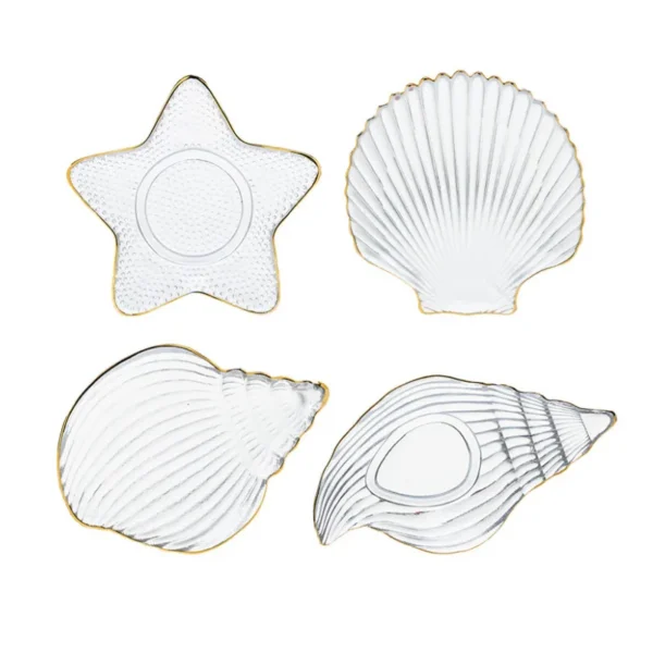 1 Pc Ocean Glass Plate Irregular Meal Plate Dessert Salad Plate Dried Fruit Snack Decoration Sea Snail Sea Star Shell Plate - Image 6