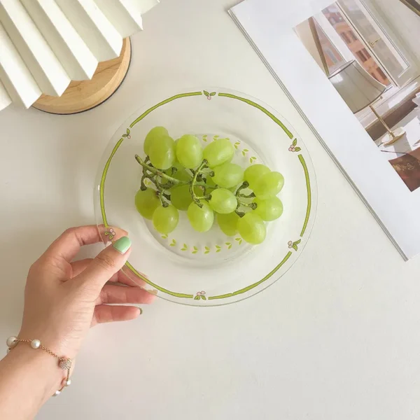 Lovely Tulip Transparent Round Glass Plate Breakfast Sushi Dessert Afternoon Cake Plate Retro Kitchen Decoration Wedding Plate - Image 5